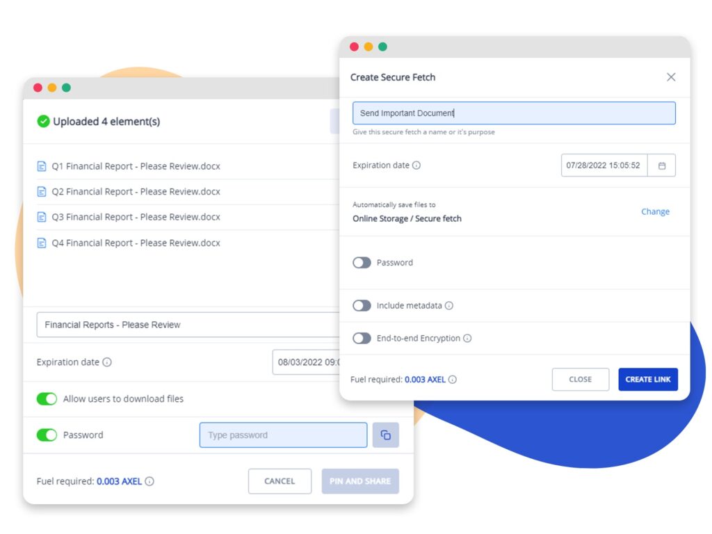 File sharing with no size limit screenshots