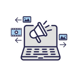 Graphic illustration of megaphone representing Secure Marketing Media File Sharing