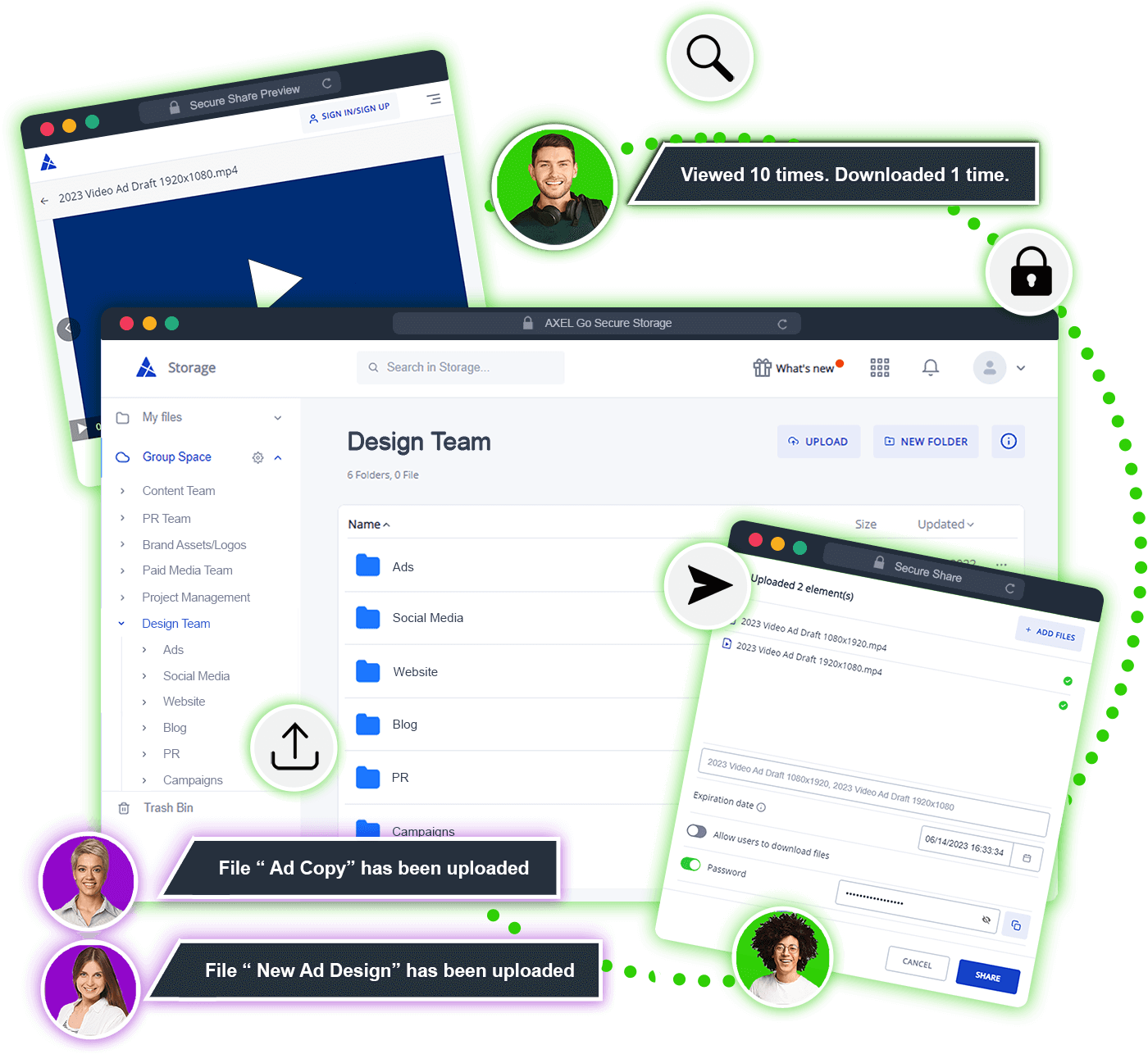 Graphic illustration of Secure Marketing Cloud Storage software